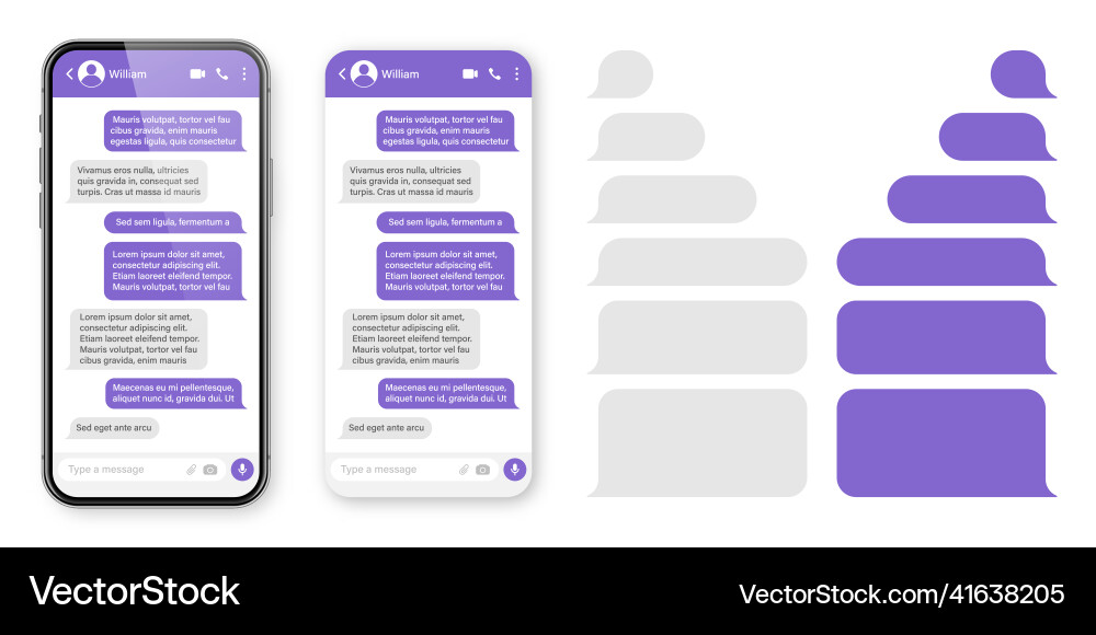Smartphone Messaging App with Violet Bubbles Vector Image