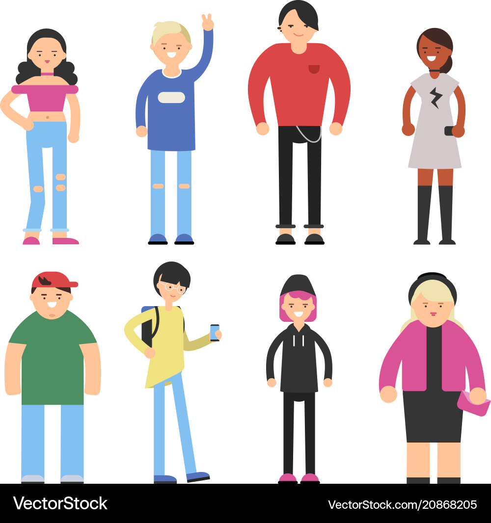 Stylized characters of hipster peoples male vector image