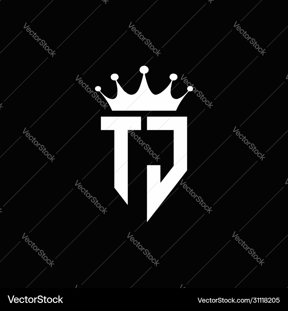 Tj logo monogram emblem style with crown shape Vector Image 