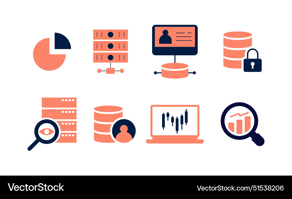 Data analytics icon set big analysis Vector Image