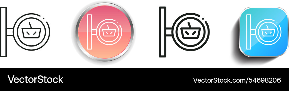 Grocery store icon thin linear regular and button vector image