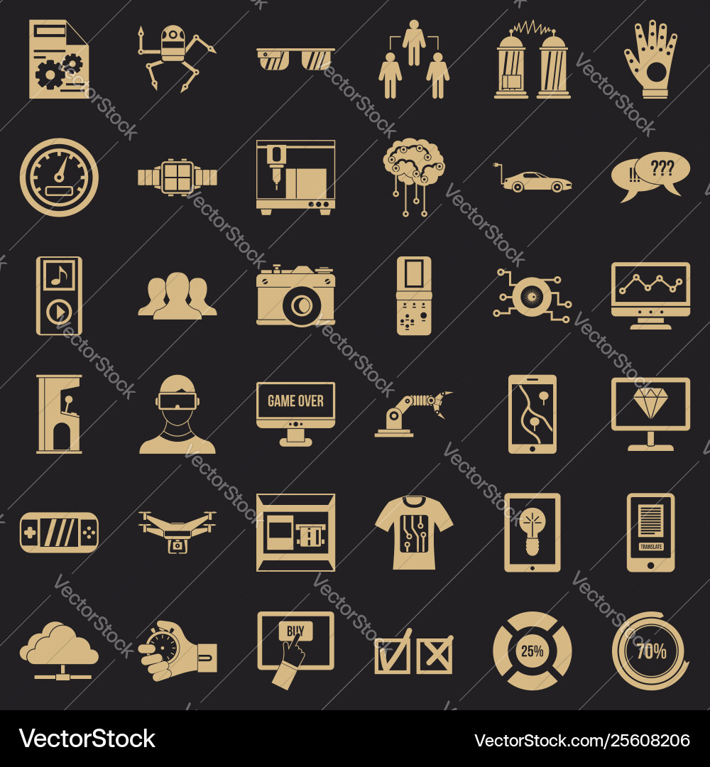 Robot icons set simple style Robot icons set simple style vector image