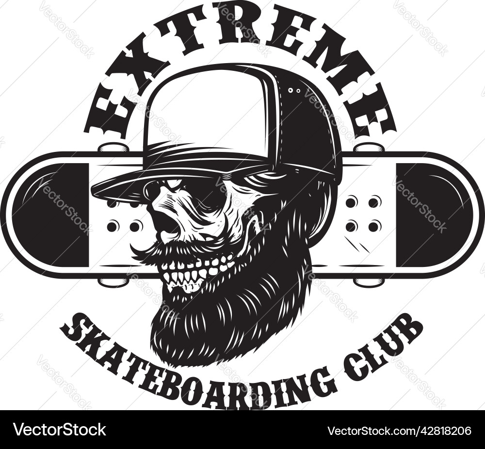 Skateboarder Schädel mit gekreuzten Skateboards Skateboarder Schädel mit gekreuzten Skateboards Vektorbild