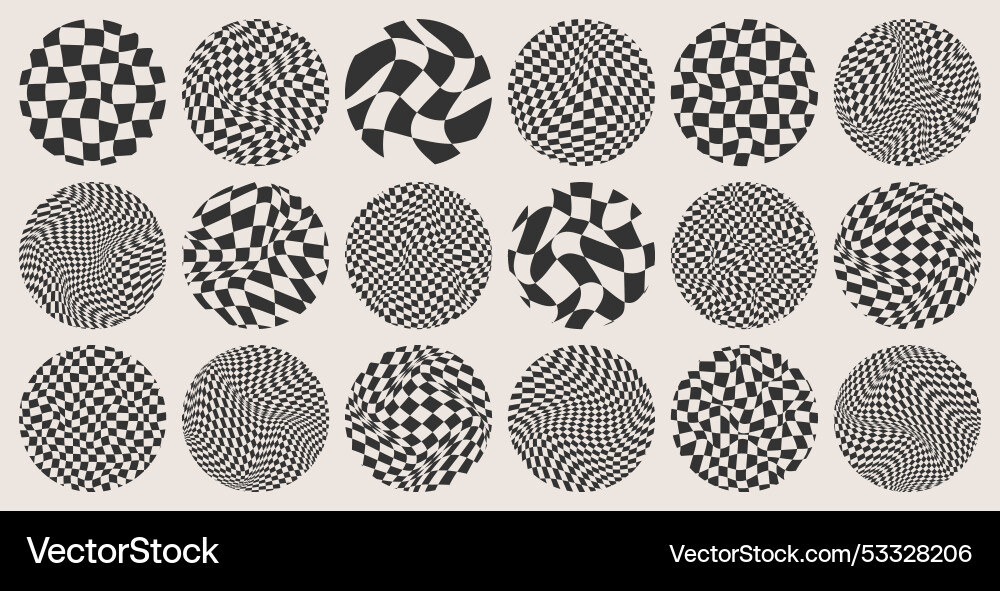 Trendy round checkered pattern distorted tiled Trendy round checkered pattern distorted tiled vector image