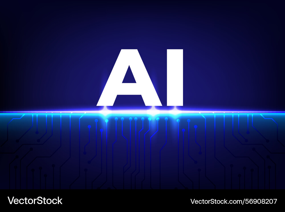 Abstract digital ai concept with glowing circuit Abstract digital ai concept with glowing circuit vector image