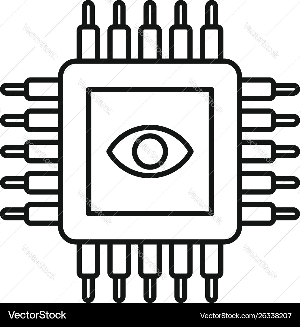 Ai processor icon outline style Vector Image