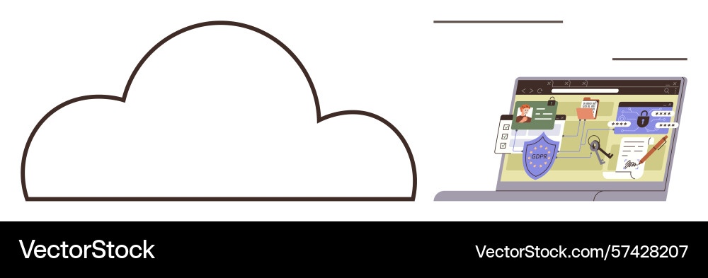 Cloud computing and cybersecurity displayed Cloud computing and cybersecurity displayed vector image