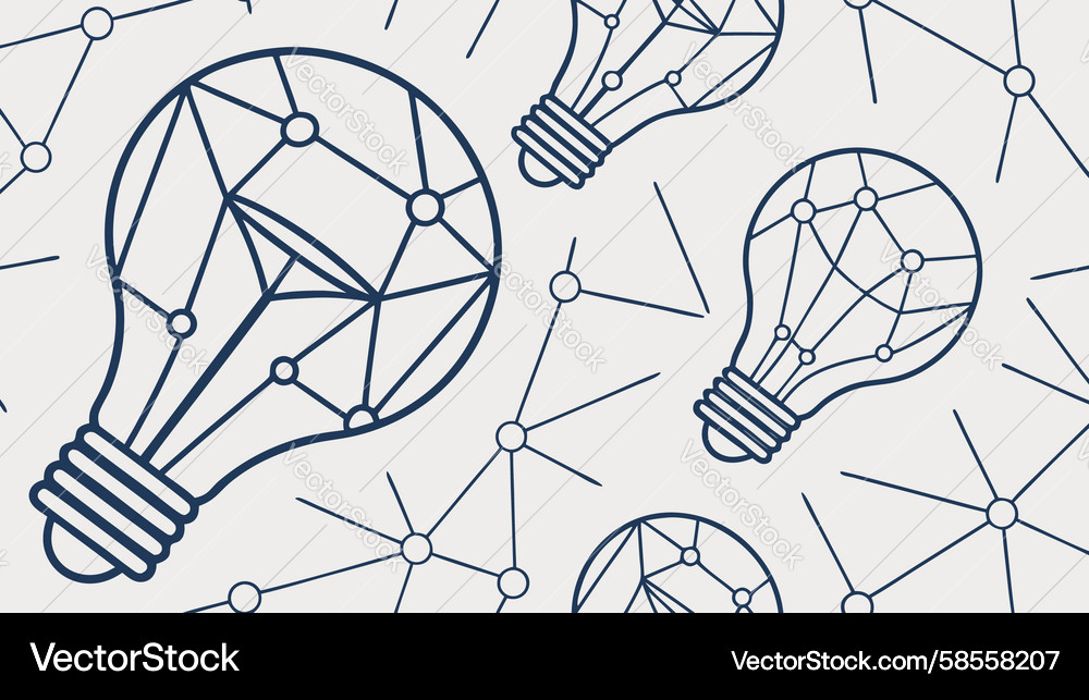Connected Light Bulb Tech Pattern Vector Image