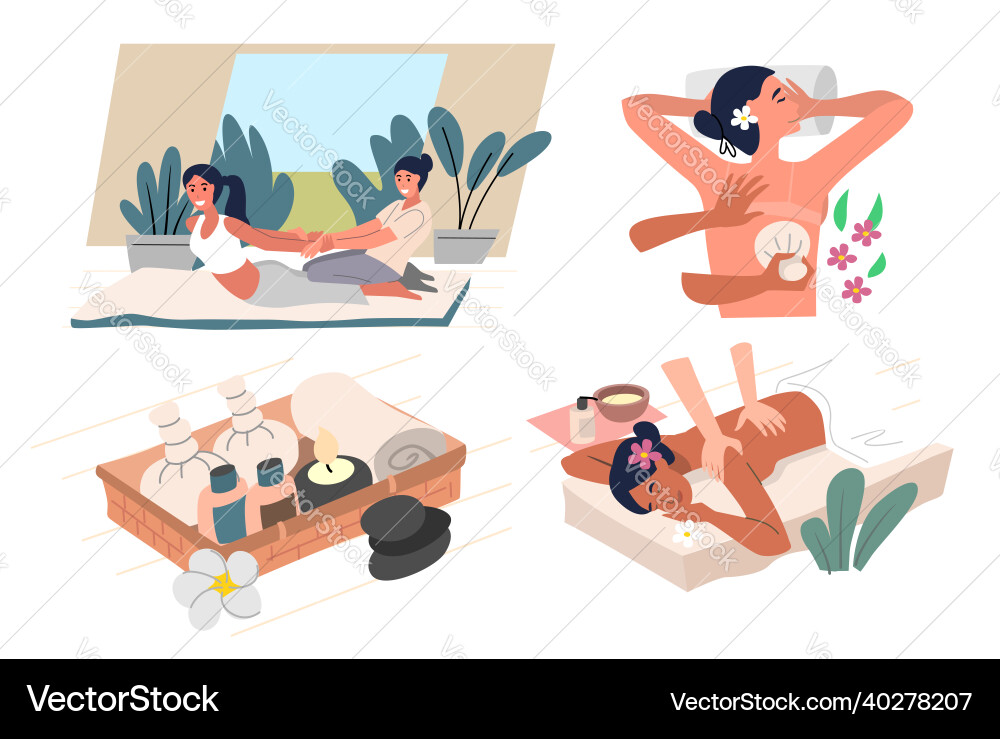 Frau entspannen in Spa-Salon Körper Massage Cartoon Frau entspannen in Spa-Salon Körper Massage Cartoon vektorbild