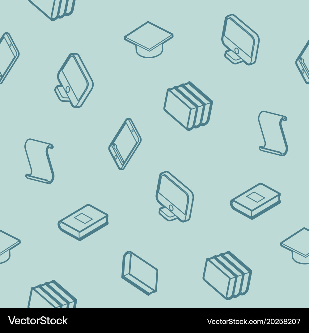 Library outline isometric pattern Vector Image