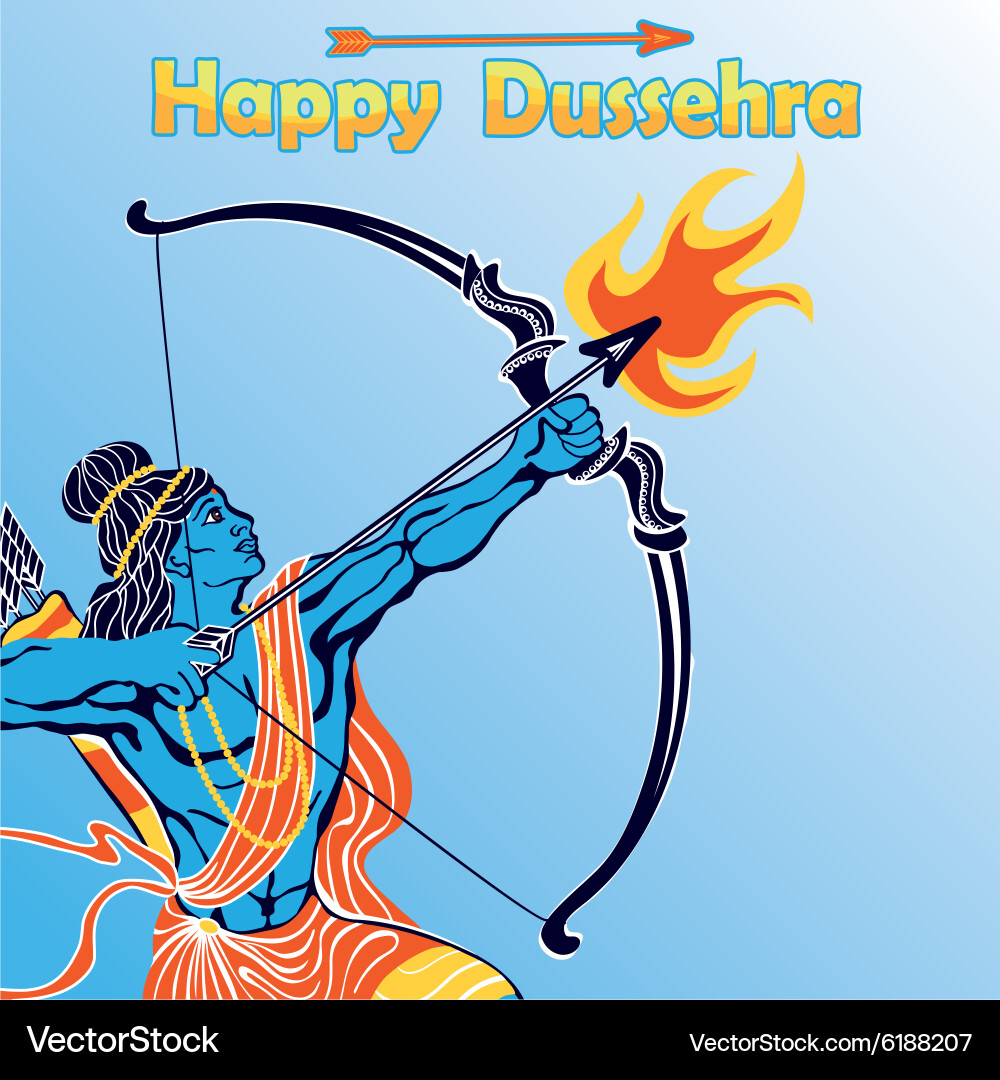 Lord Rama with Bow and Arrow - Dussehra vector image