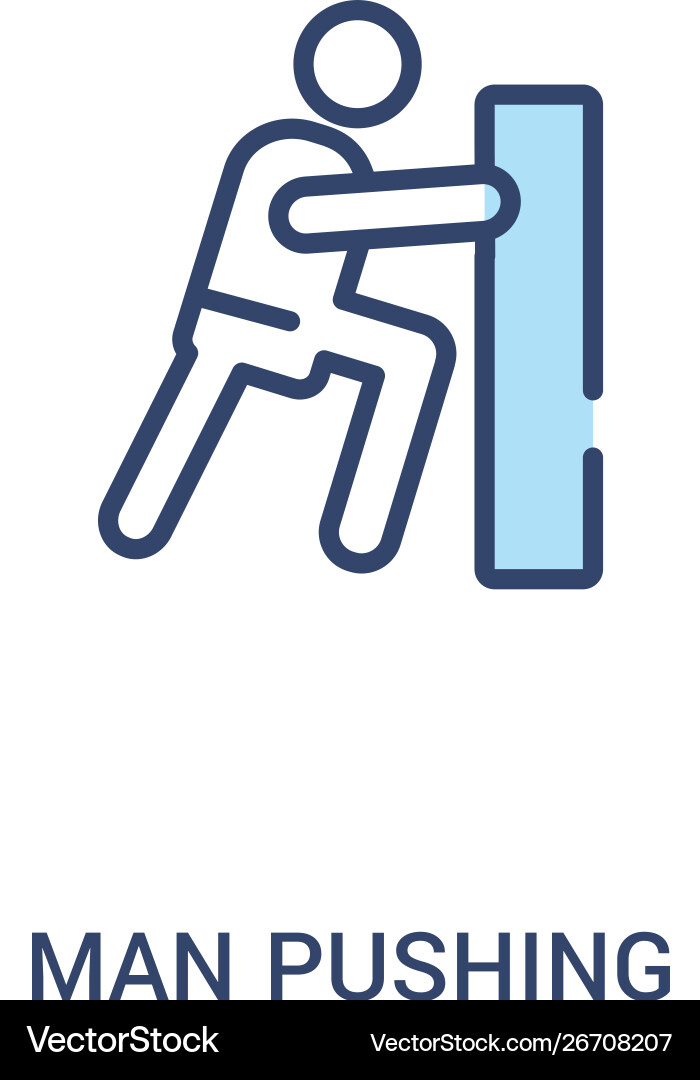 Man pushing concept 2 colored icon simple line Man pushing concept 2 colored icon simple line vector image