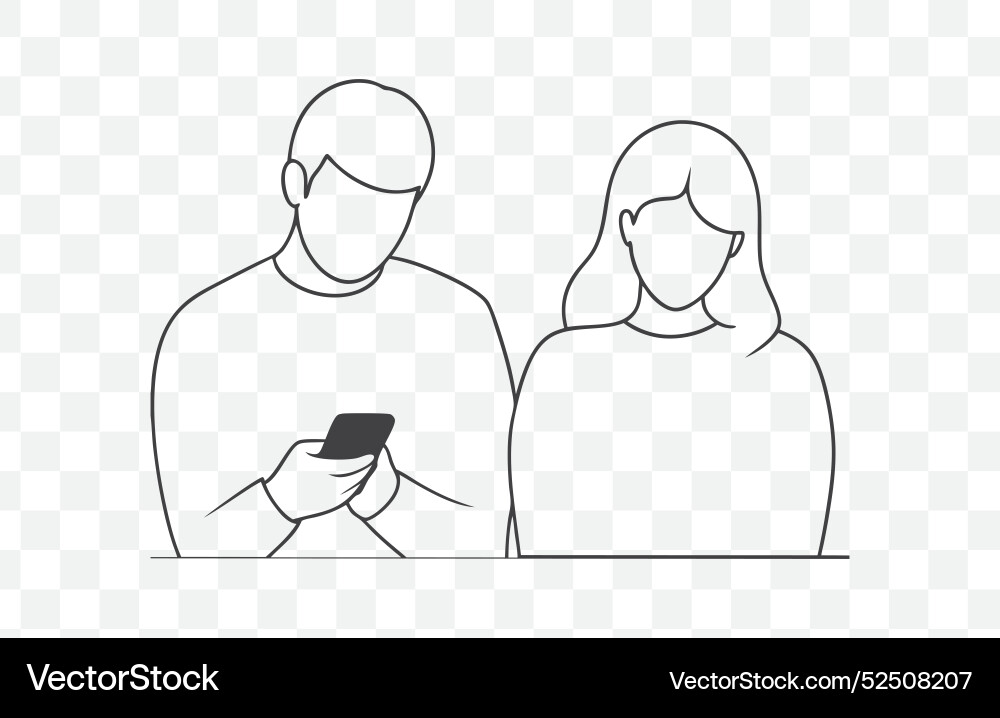 Print comprehensive use of a smartphone line art Vector Image