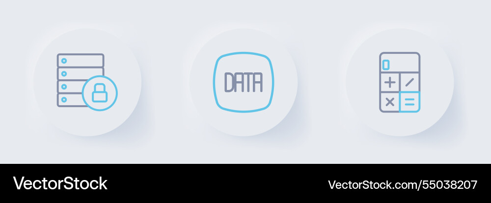 Set line calculator data analysis and server Set line calculator data analysis and server vector image