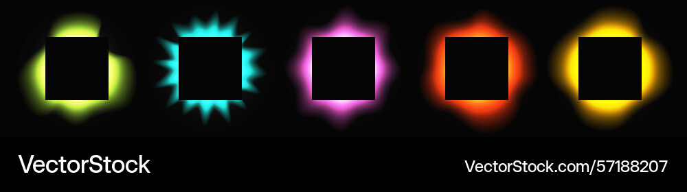 Set of square illuminate light frames vector image