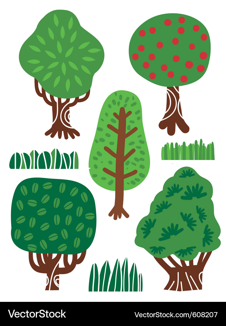 Tree Icon Set Vector Image