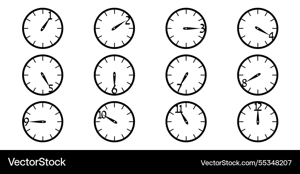 Watches hourly display dial analog clock Vector Image