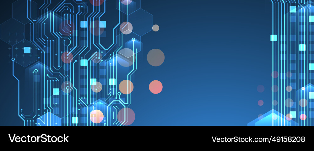Abstract circuit board and hexagons on gradient Abstract circuit board and hexagons on gradient vector image