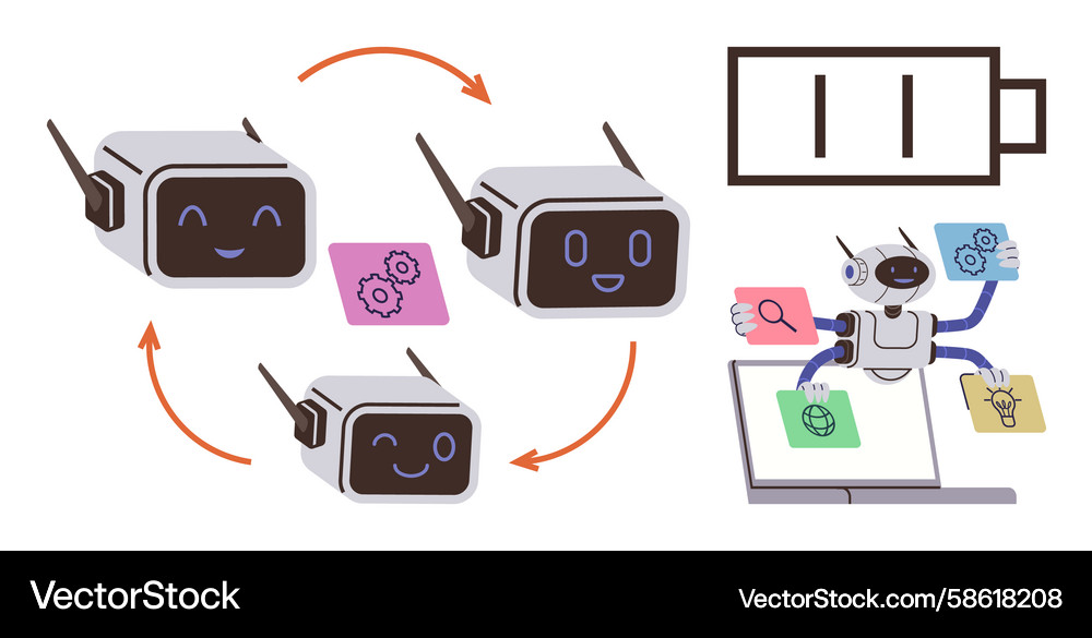 Ai workflow and recharge process Ai workflow and recharge process Vector Image