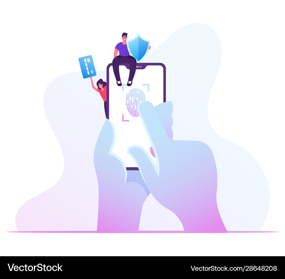 Cybersecurity: Fingerprint Scan Vector Image