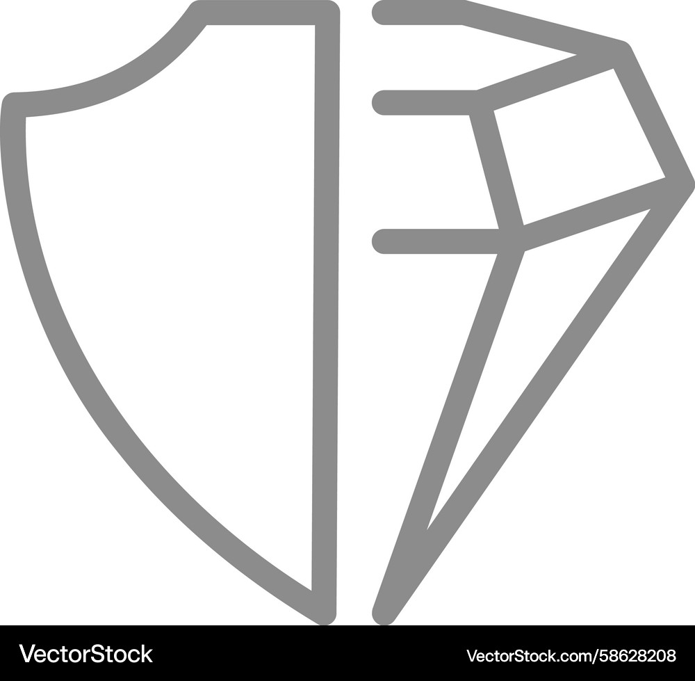 Diamond with a shield line icon protected value Diamond with a shield line icon protected value Vector Image