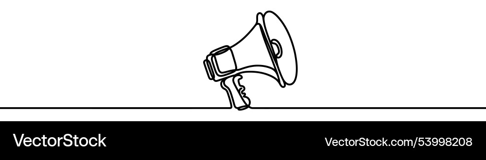 Megaphone is drawn with a continuous line Vector Image