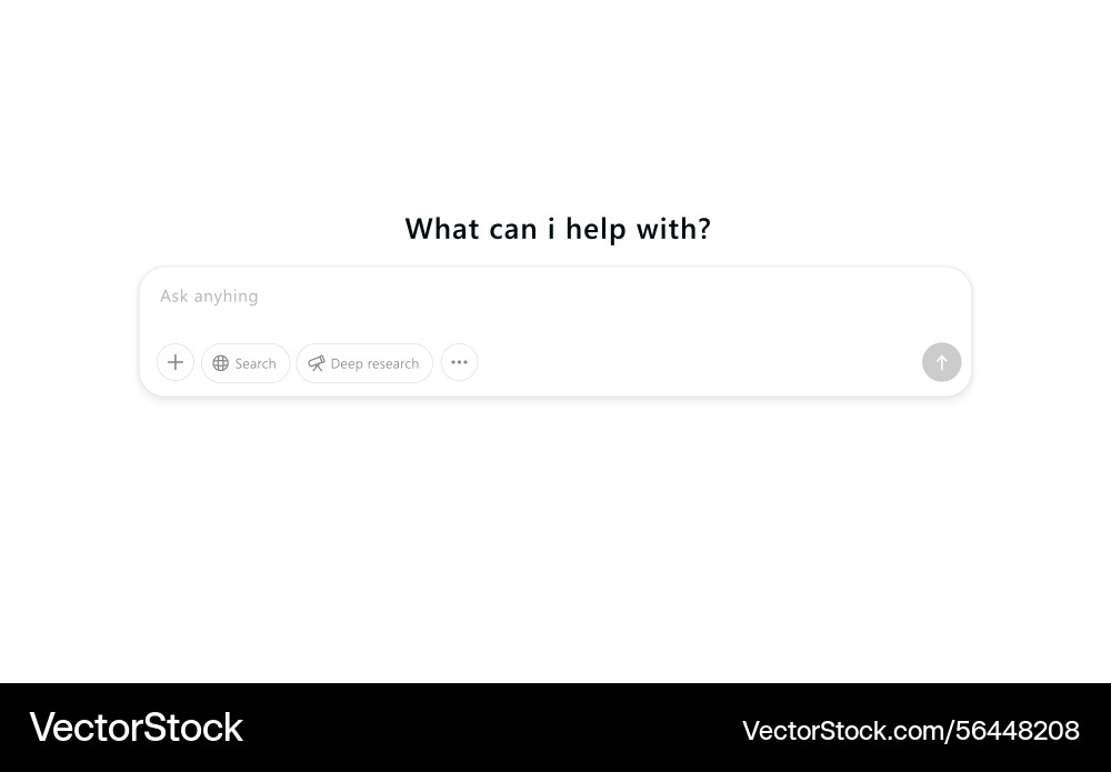 Minimalist chatbot interface with search options vector image