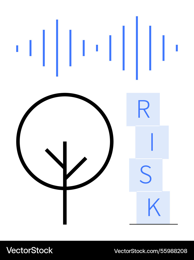 Minimalist design with a tree sound wave Minimalist design with a tree sound wave Vector Image