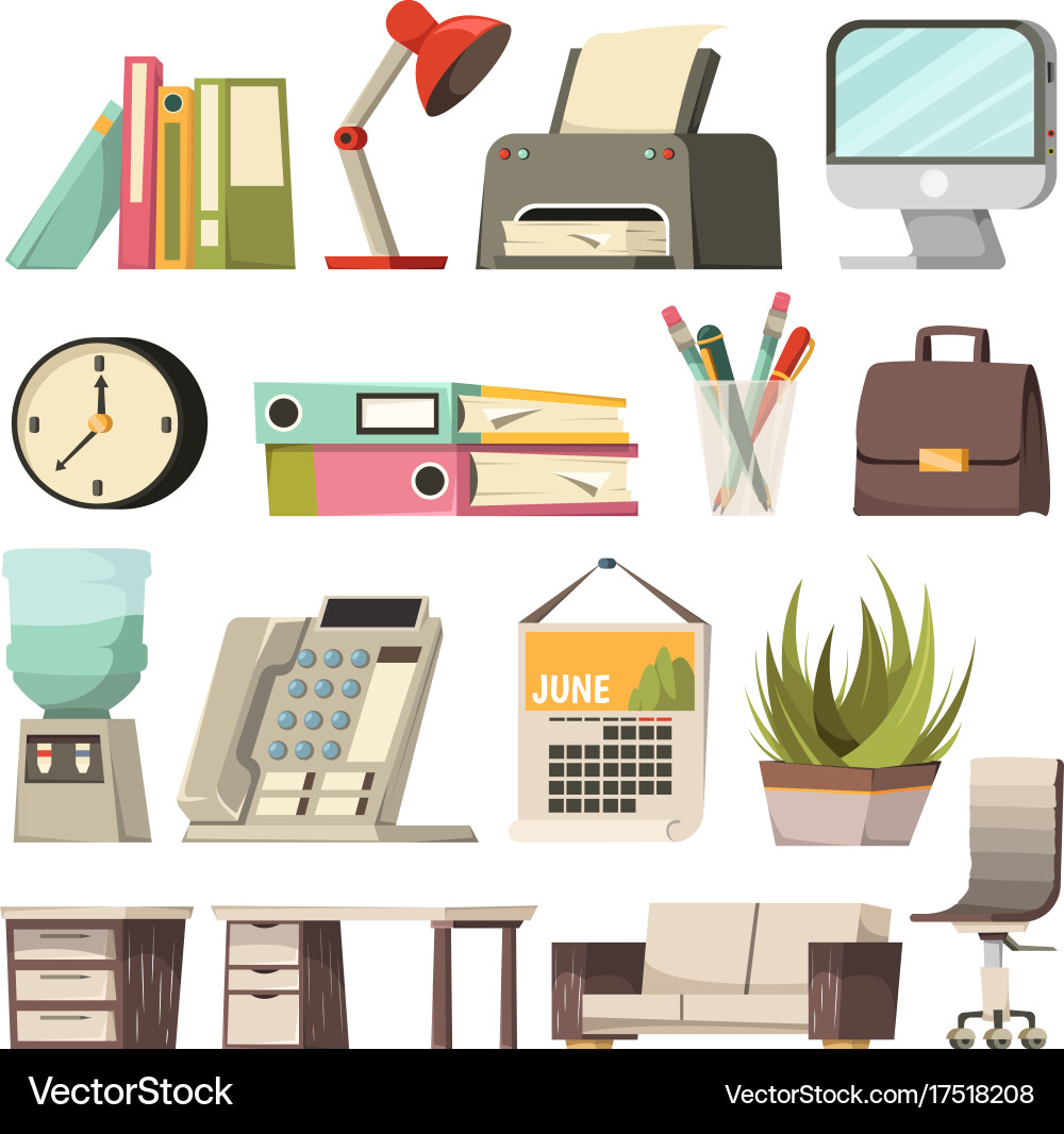 Office Icon Set - Workspace Tools Vector Image