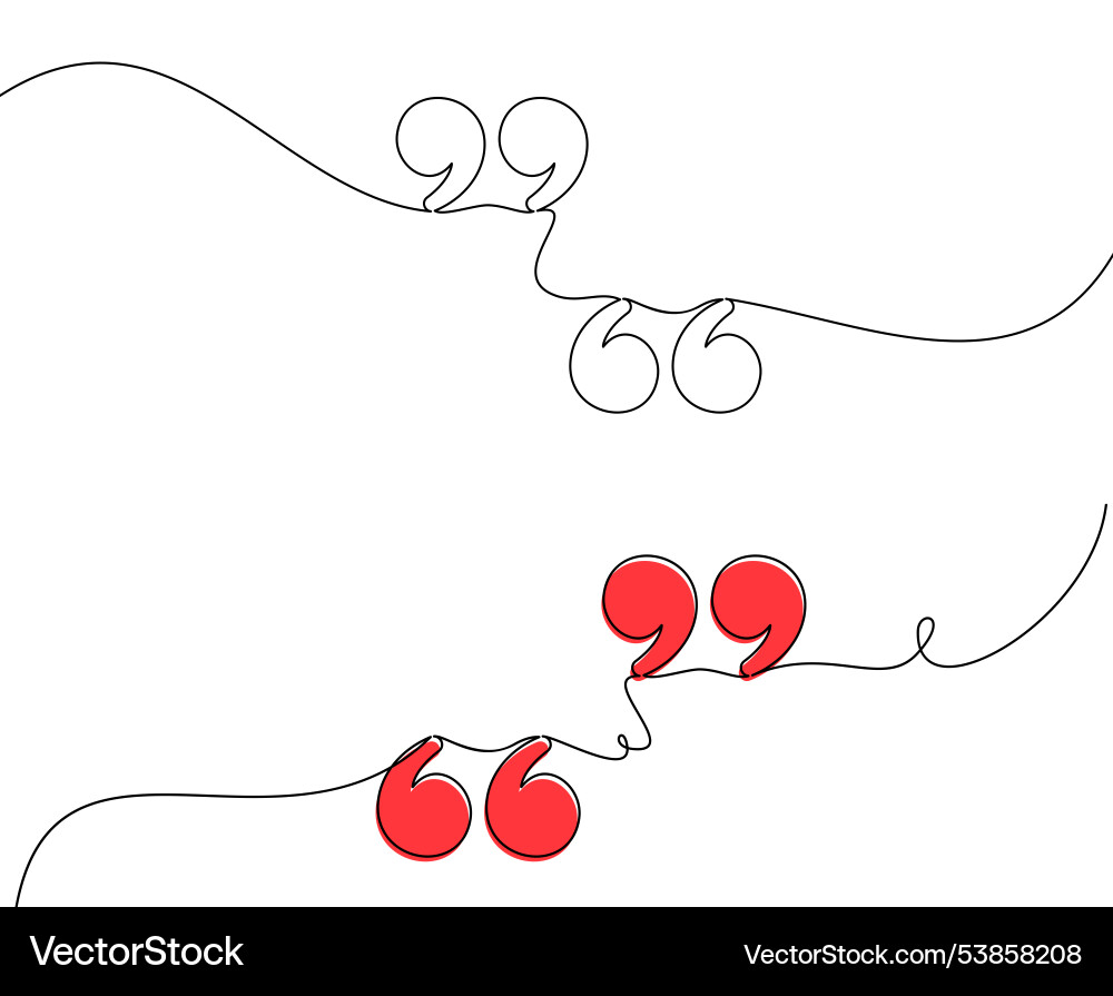 Red quotation marks with abstract line art Vector Image