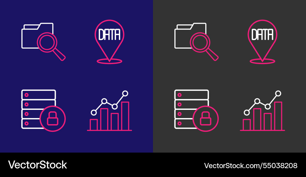 Set line pie chart infographic server security Vector Image