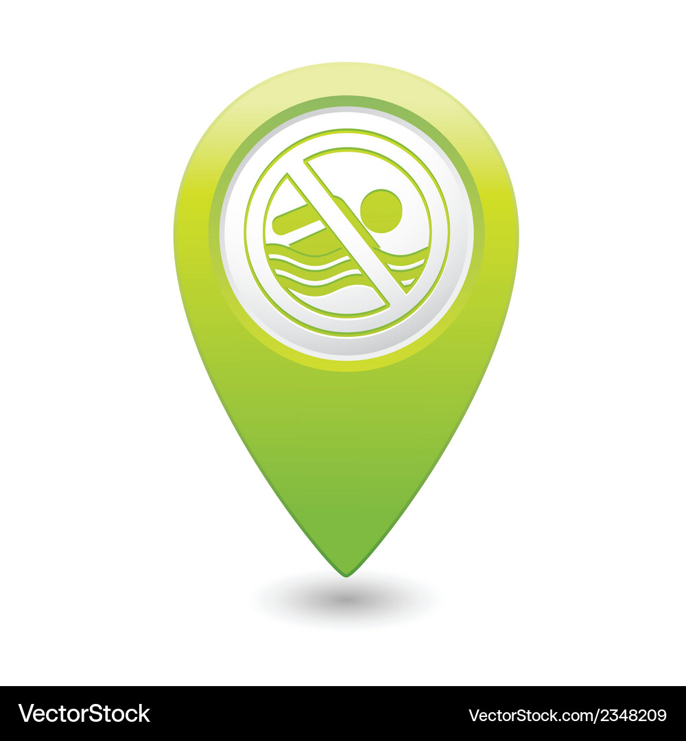 Beach closed symbol green map pointer Vector Image