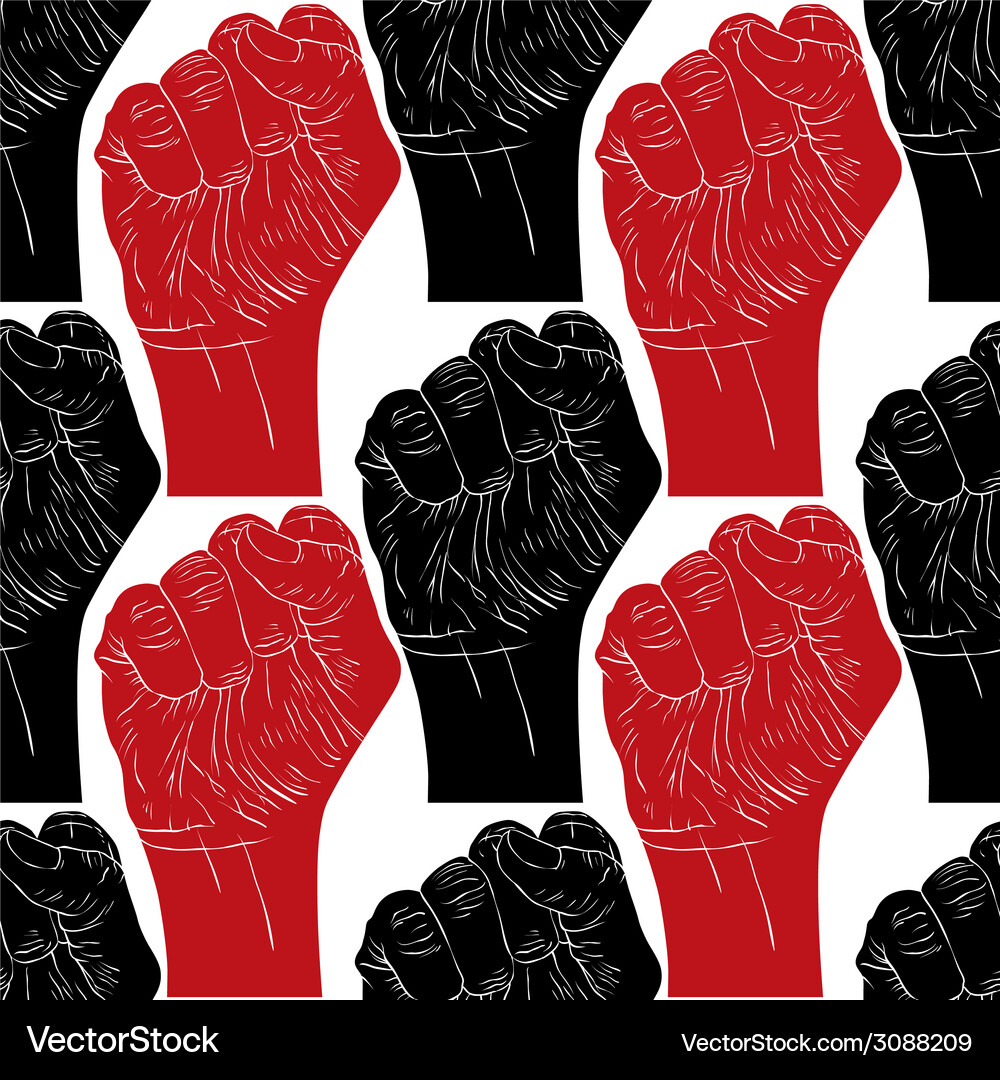 Clenched fists seamless pattern background Vector Image