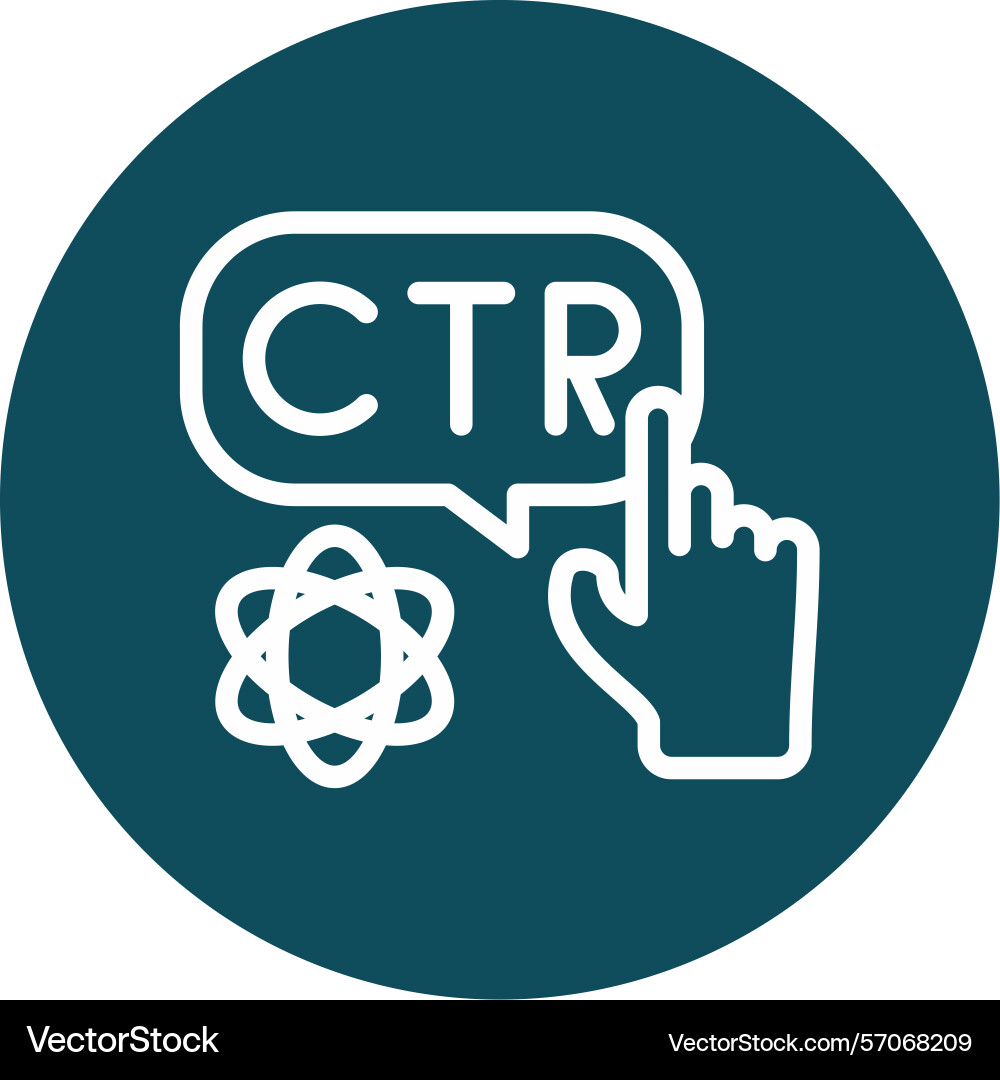 Ctr click-through rate line circle style icon Vector Image