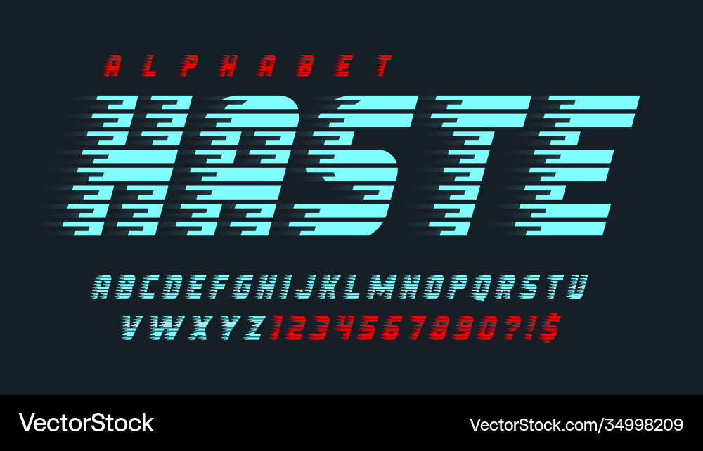 Dynamic alphabet design letters and numbers vector image