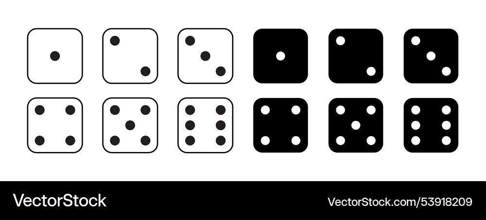 Game dice icon with side of cube from one to six vector image