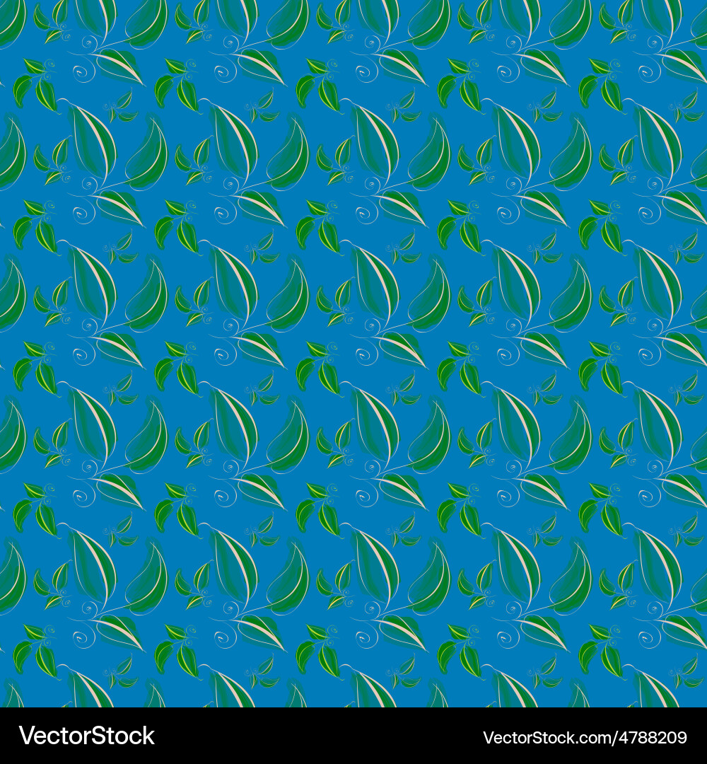Leaf Line Art Seamless Pattern Vector Image