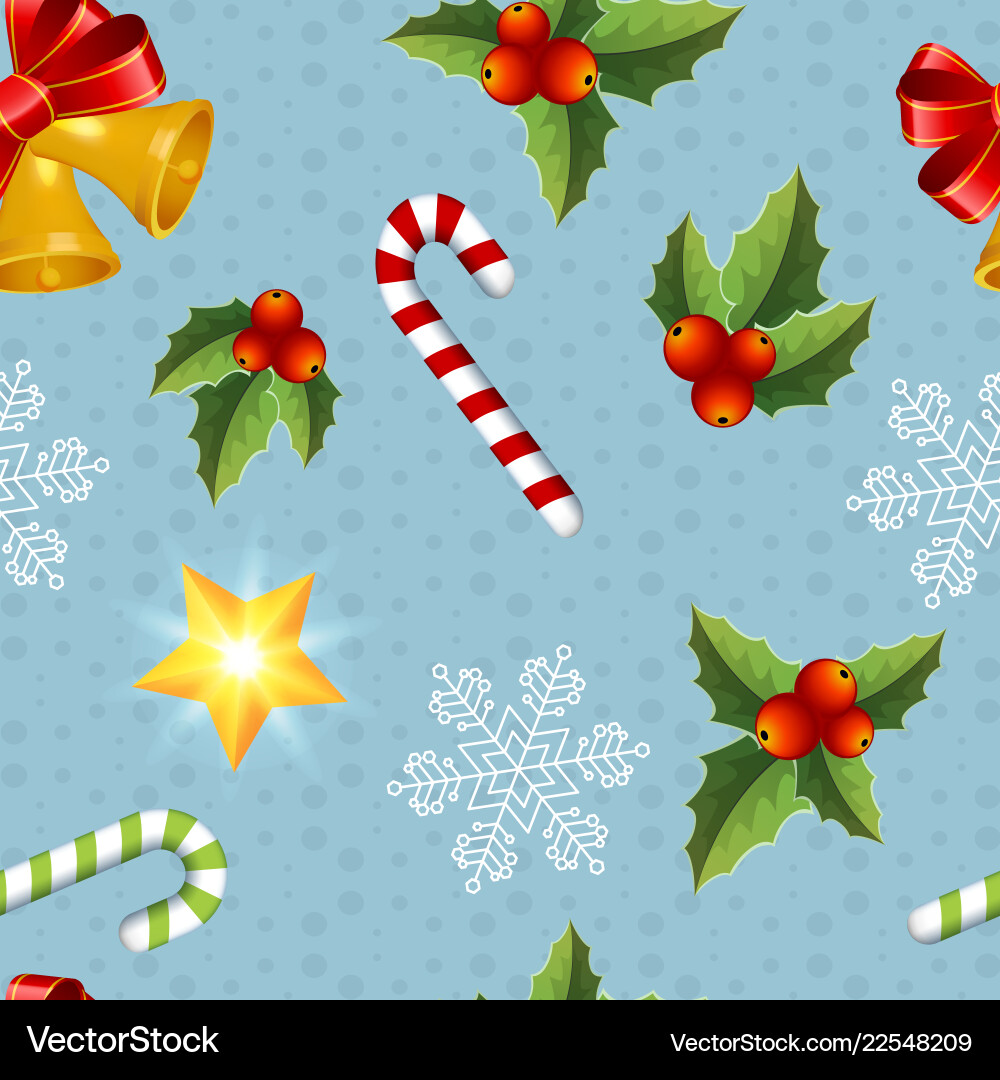 Multicolored new year objects seamless pattern vector image
