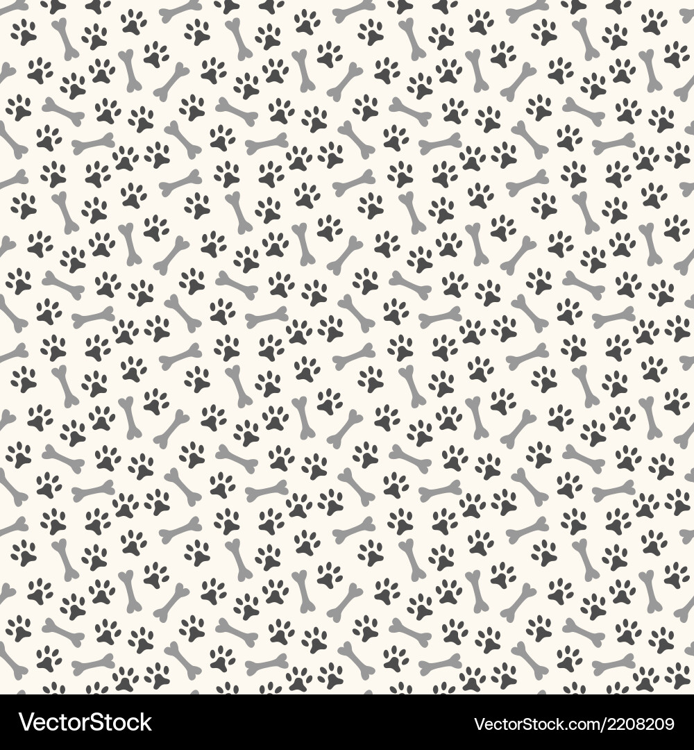 Paw Print & Bone Seamless Pattern vector image