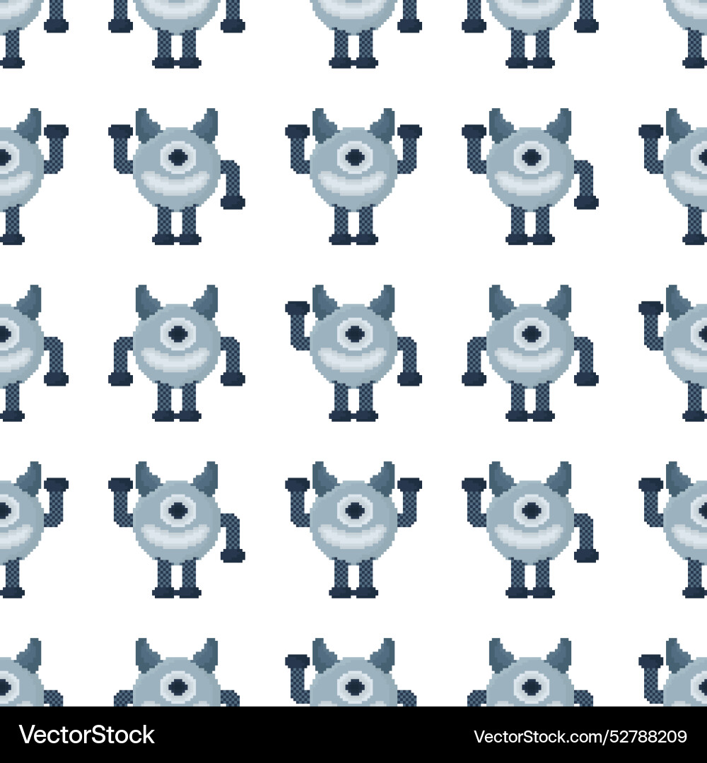 Seamless pattern pixel robot with 3 different Seamless pattern pixel robot with 3 different Vector Image