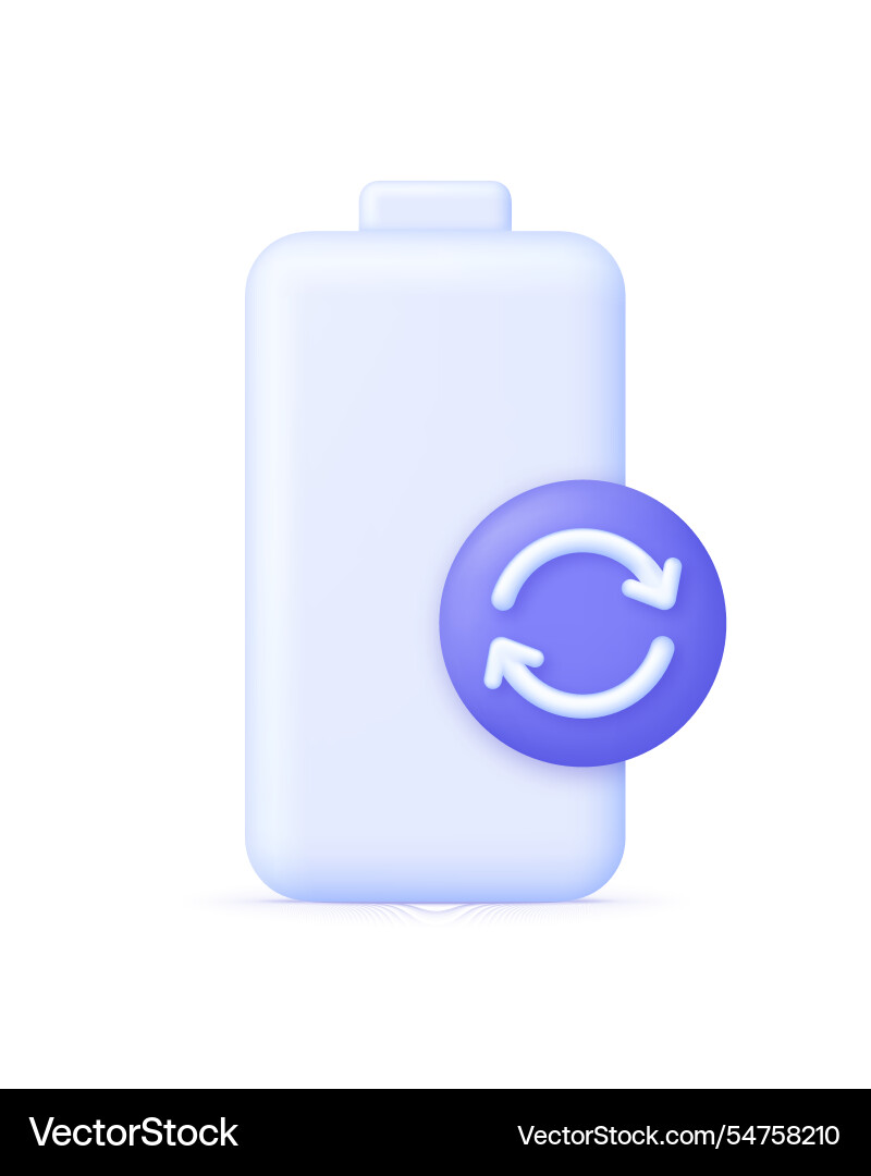 3D Batterie-Icon Abfallrecycling 3D Batterie-Icon Abfallrecycling Vektorbild
