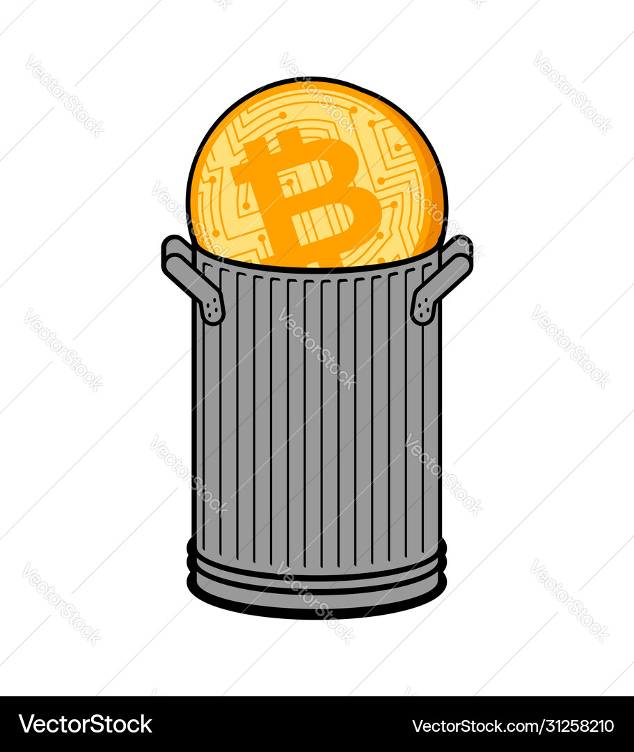 Bitcoin in trash can coin price fall – Royalty-Free Vector | VectorStock
