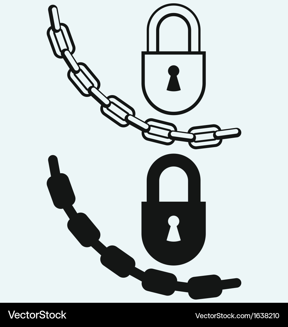 Chain and lock Royalty Free Vector Image - VectorStock