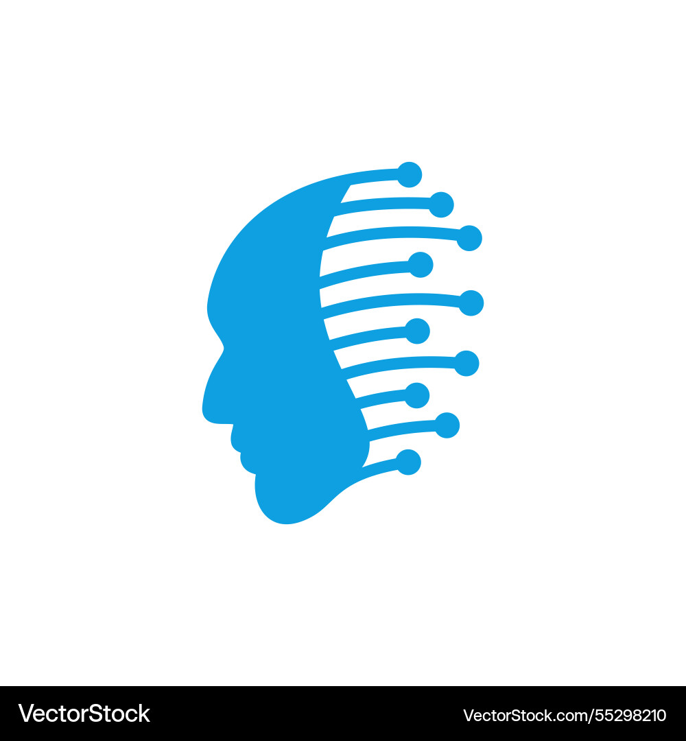 Human head with microchip Royalty Free Vector Image