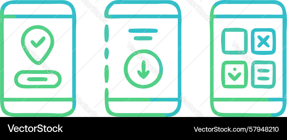 Mobile UI/UX Icons - App Interface Vector Image