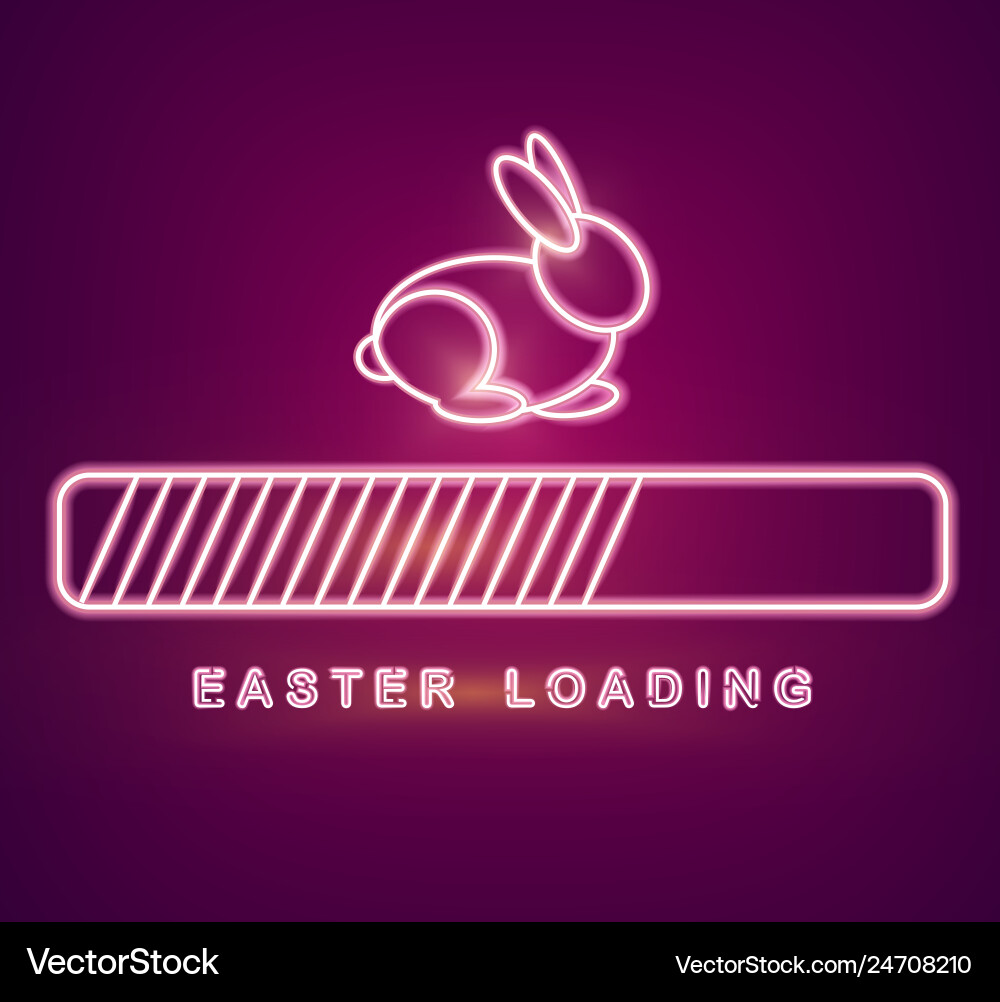 Neon Rabbit Loading Easter Card vector image