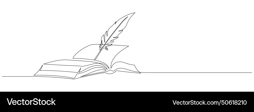 One continuous line drawing of bird feather Vector Image
