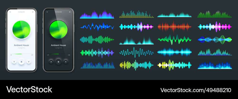 Online audio player user interface smartphone app Online audio player user interface smartphone app vector image
