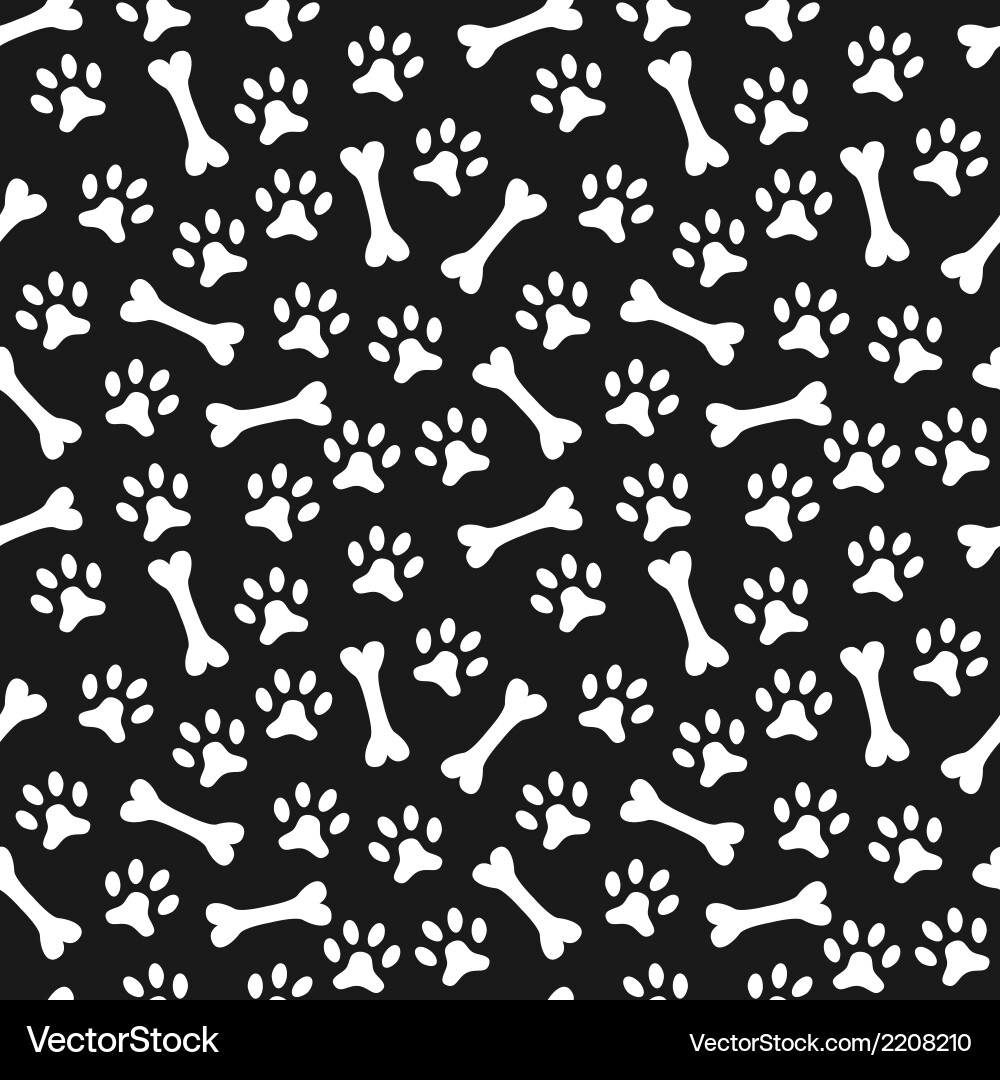 Paw Print & Bone Seamless Pattern vector image