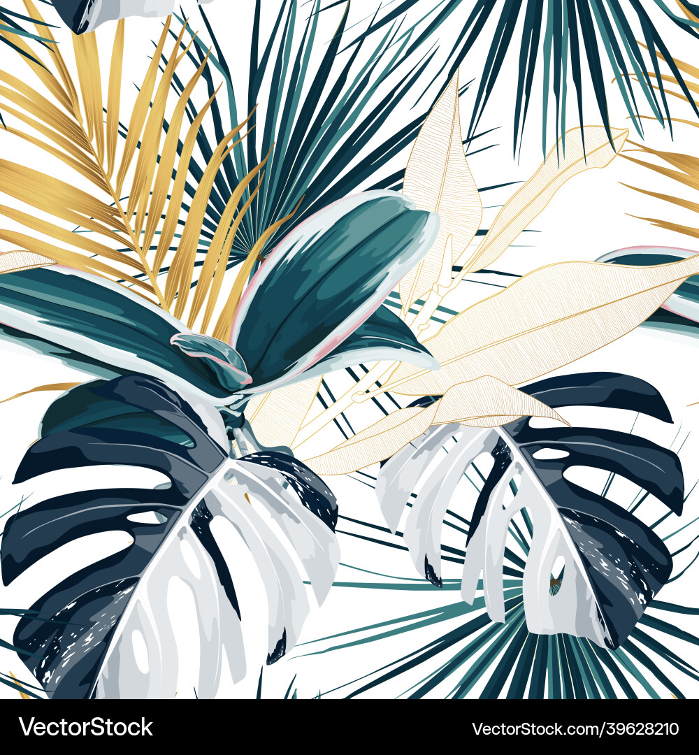 Tropical night vintage palm banana plant golden Tropical night vintage palm banana plant golden vector image